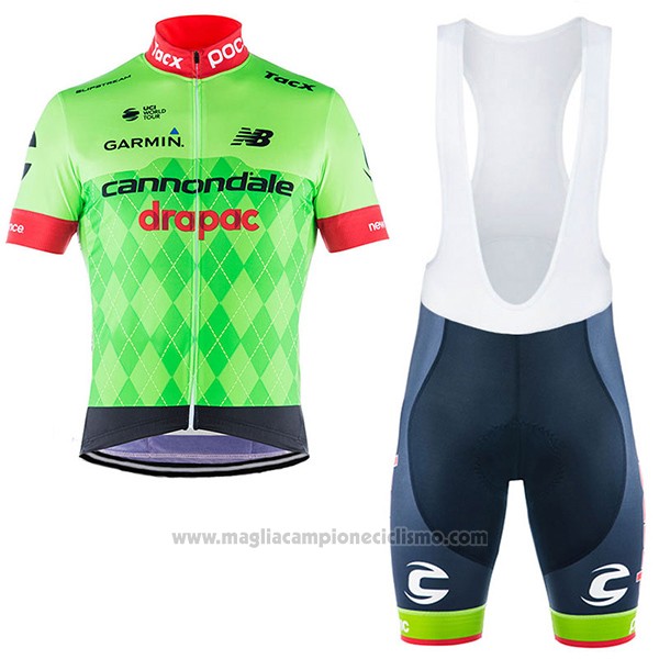 2017 Abbigliamento Ciclismo Cannondale Drapac Verde Manica Corta e Salopette